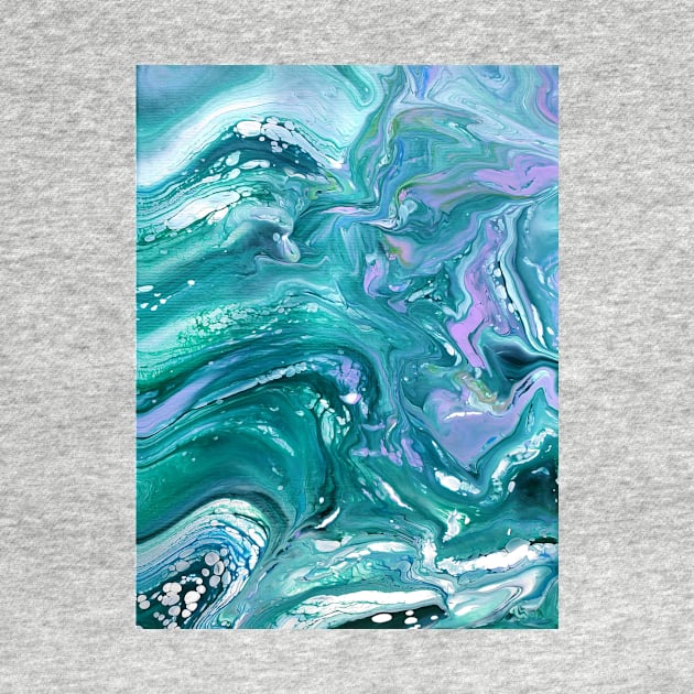 Teal and Purple Acrylic Pour Painting by dnacademic